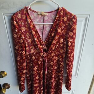 BeBop Burgundy Floral Long Sleeve Dress